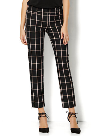 pink and black plaid pants