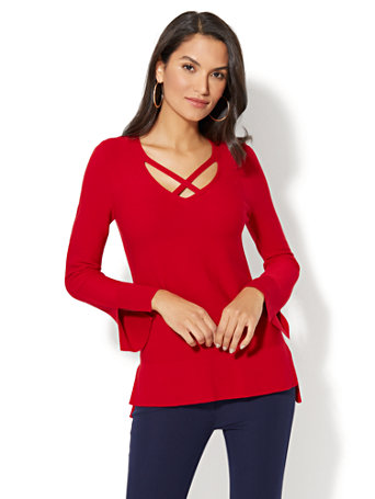 h and m sweater criss cross front