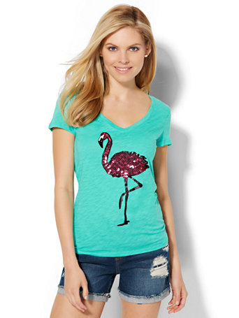 sequin flamingo shirt