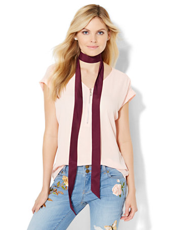 blouse with zip front
