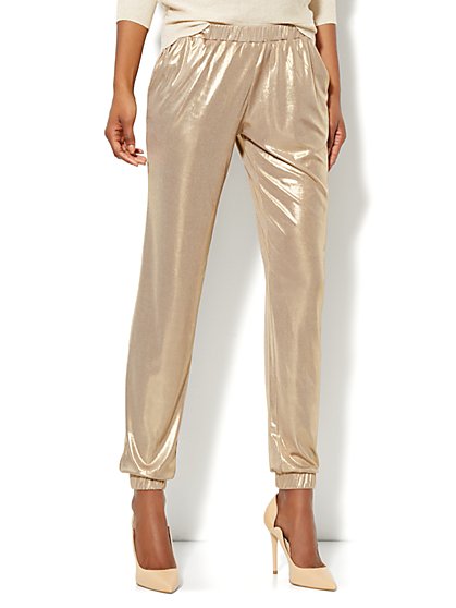 metallic gold trousers