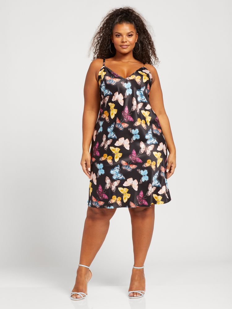 May Plus Size Style Horoscope- LENA BUTTERFLY PRINT SLIP DRESS