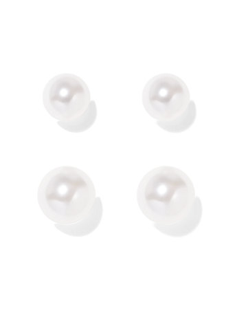 Pearl Earring Set Effortless and elegant, lustrous faux-pearl post earrings add a refined accent to virtually any look -  a timeless must-have for any chic jewelry collection! Our set features a choice of two sizes.   overview   Bead size: 8/10mm.   Post backing.  Faux pearl.  Imported.