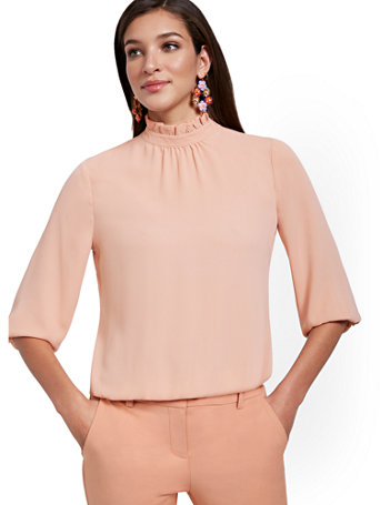 ruffle mock neck top