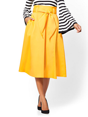 Ny C 7th Avenue Yellow Paperbag Waist Flare Skirt 134