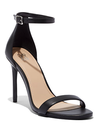 Image of NY&Co Women's Ankle-Strap High-Heel Sandals Black | Size  | Leather