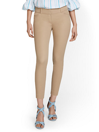Image of NY&Co Women's Audrey Ankle Pants - Solid Warm Taupe | Size  | Spandex/Cotton