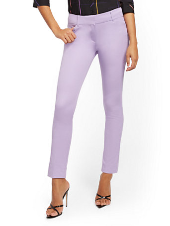 Image of NY&Co Women's Audrey Ankle Pants - Solid Viola | Size  | Spandex/Cotton