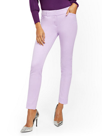 Image of NY&Co Women's Audrey Ankle Pants - Solid Lilac Luster | Size  | Spandex/Cotton