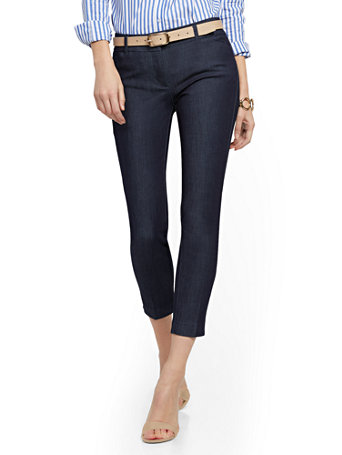 Image of NY&Co Women's Audrey Ankle Pants Navy Blue | Size  | Polyester/Cotton