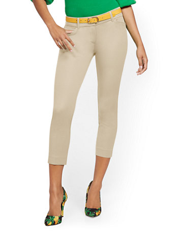 Image of NY&Co Women's Audrey Capri Slim-Leg Pants Khaki | Size  | Spandex/Cotton