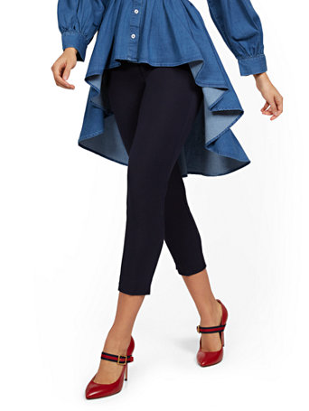 Image of NY&Co Women's Audrey Capri Slim-Leg Pants Rich Navy Blue | Size  | Spandex/Cotton