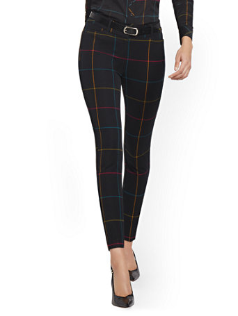 Image of NY&Co Women's Audrey High-Waisted Ankle Pants - Rainbow Black | Size  | Spandex/Cotton