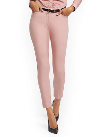 Image of NY&Co Women's Audrey High-Waisted Ankle Pants Antique Rose | Size  | Spandex/Cotton