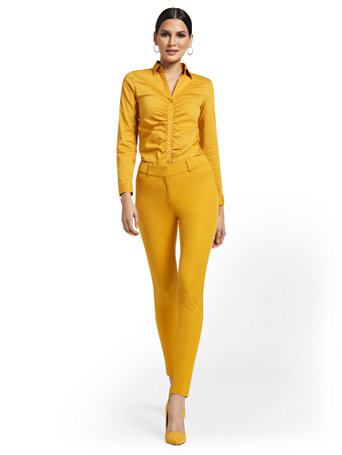 Image of NY&Co Women's Audrey High-Waisted Ankle Pants Costa Rican Gold | Size  | Spandex/Cotton