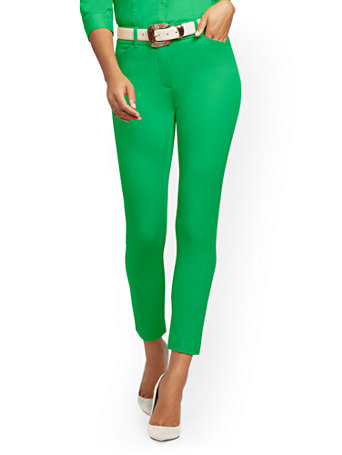 Image of NY&Co Women's Audrey High-Waisted Ankle Pants Emerald Isle | Size  | Spandex/Cotton
