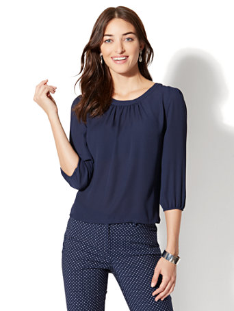 NY&C: Back-Button Blouse - 7th Avenue