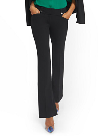 Image of NY&Co Women's Barely Bootcut Pants - Mid-Rise - th Avenue Black | Size  | Spandex/Polyester/Rayon