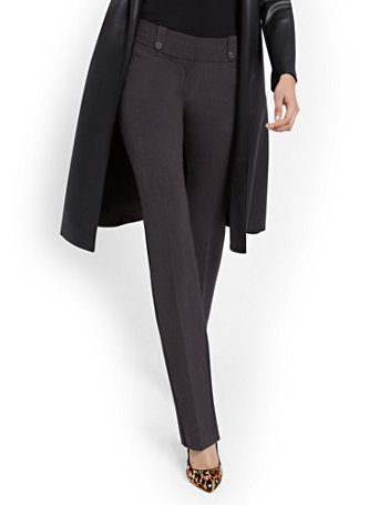 Image of NY&Co Women's Barely Bootcut Pants - Mid-Rise - th Avenue Charcoal Heather Grey | Size  | Spandex/Polyester/Rayon
