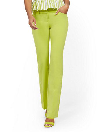 Image of NY&Co Women's Barely Bootcut Pants - Mid Rise - Double Stretch Salient Green | Size  | Spandex/Polyester/Rayon