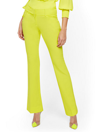 Image of NY&Co Women's Barely Bootcut Pants - Mid Rise - Double Stretch Citrus Cocktail | Size  | Spandex/Polyester/Rayon