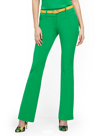 Image of NY&Co Women's Barely Bootcut Pants - Mid Rise - Double Stretch Emerald Isle | Size  | Spandex/Polyester/Rayon