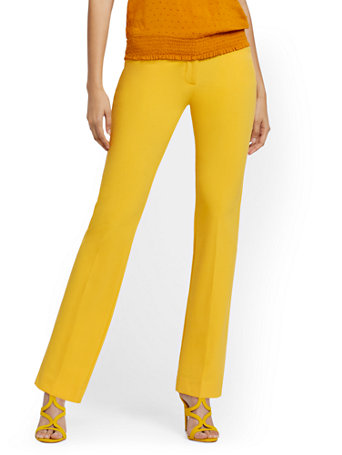 Image of NY&Co Women's Barely Bootcut Pants - Mid Rise - Double Stretch Tulip Yellow | Size  | Spandex/Polyester/Rayon