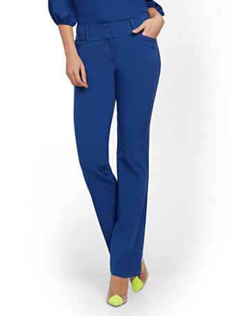 Image of NY&Co Women's Barely Bootcut Pants - Mid Rise - Double Stretch Ming Blue | Size  | Spandex/Polyester/Rayon