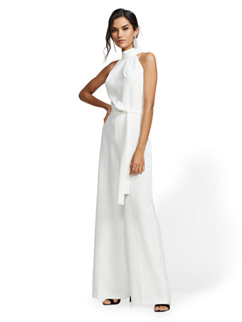 halter white jumpsuit