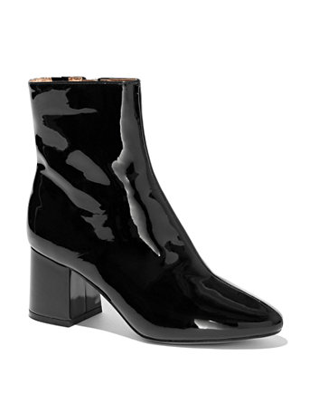 faux patent leather ankle boots