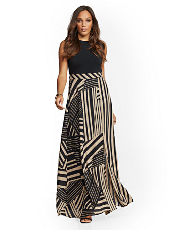 black and tan maxi dress
