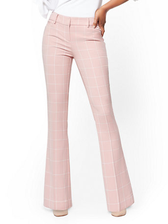 Bootcut Pant - Modern Fit - Pink Plaid - 7th Avenue | New York & Company