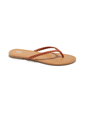 brown braided flip flops