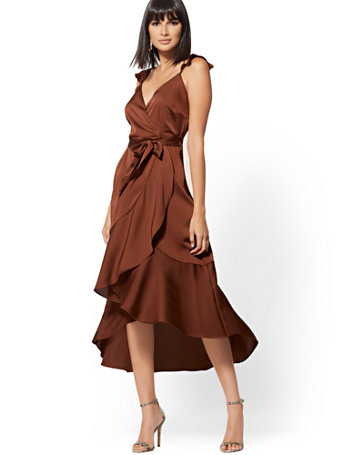 Brown Wrap Dress Online Deals, UP TO 59 ...