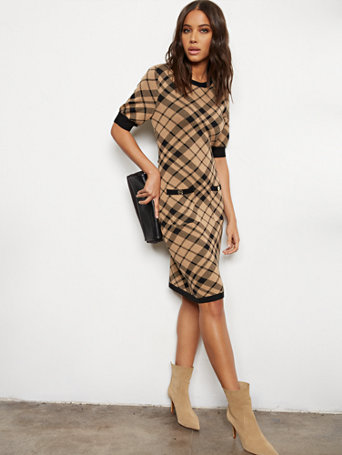 camel sheath dress