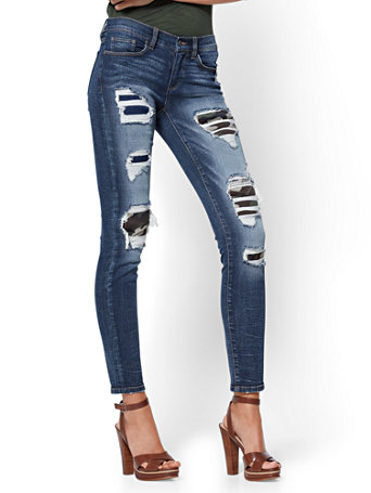 jeans with camo patches