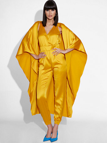 yellow cape jumpsuit