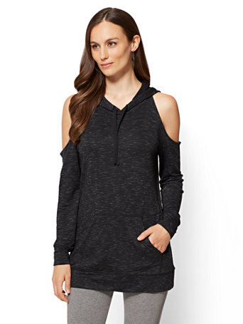 cold shoulder hooded sweatshirt