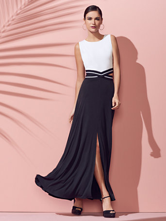 maxi colorblock cutout dress