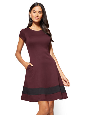 NY&C: Colorblock Fit and Flare Dress