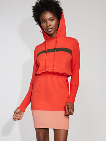 orange sweatshirt dress