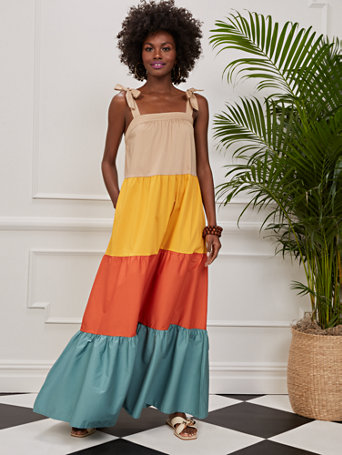Colorblock Tiered Maxi Dress | New York ...