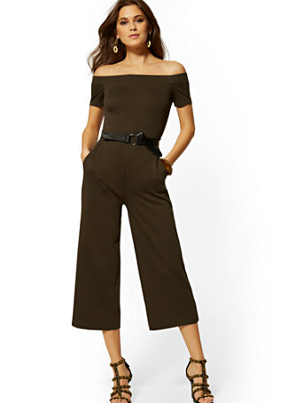 off the shoulder culotte jumpsuit