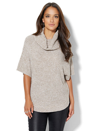 NY&C: Cowl-Neck Dolman Sweater - Marled