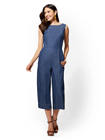 denim gaucho jumpsuit