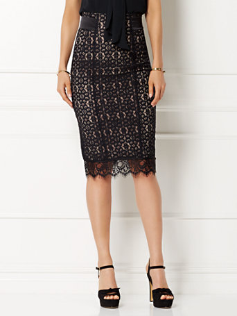 NY&C: Eva Mendes Collection - Emma Lace Pencil Skirt
