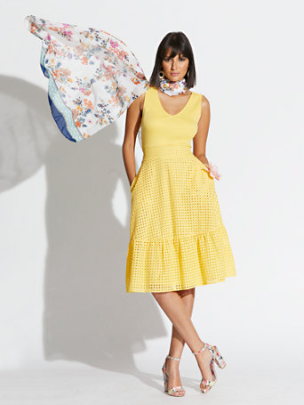 yellow eyelet dress