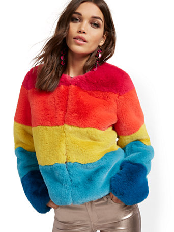 rainbow fur parka