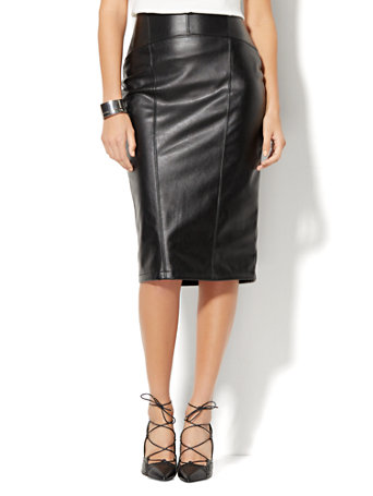 NY&C: Faux-Leather Pencil Skirt - 7th Avenue