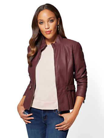 faux leather peplum jacket